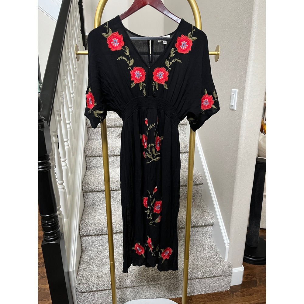 Black embroidered bohemian festival gypsy euro Y2K coquette tiered prairie